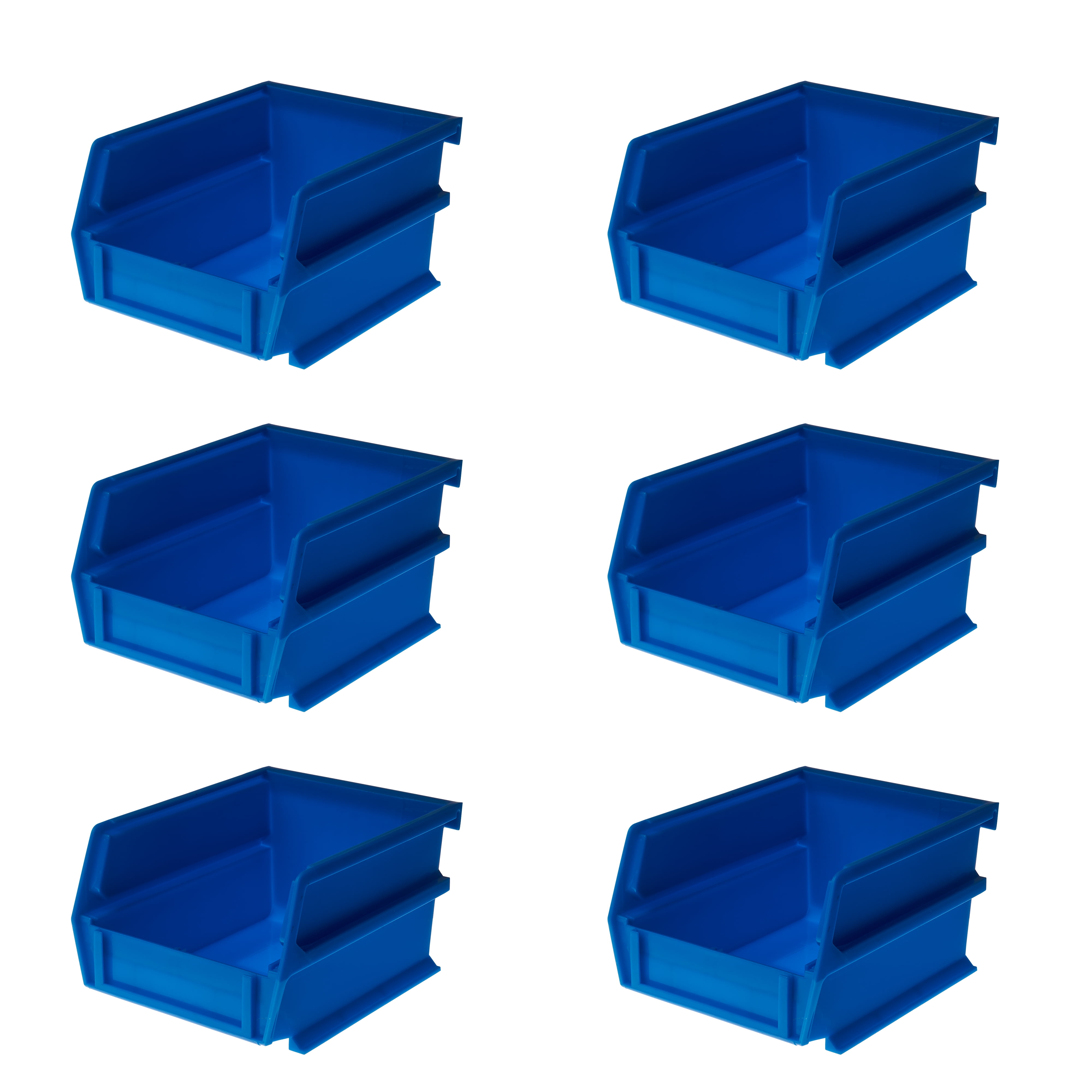 6 Storage Bins 5-3/8 X 4-1/8 X 3 inch Blue Plastic Small Parts Containers 