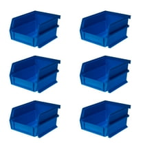Triton Products® LocBin 5-3/8 In. L x 4-1/8 In. W x 3 In. H Blue Stacking, Hanging, Interlocking Polypropylene Bins, 6 CT