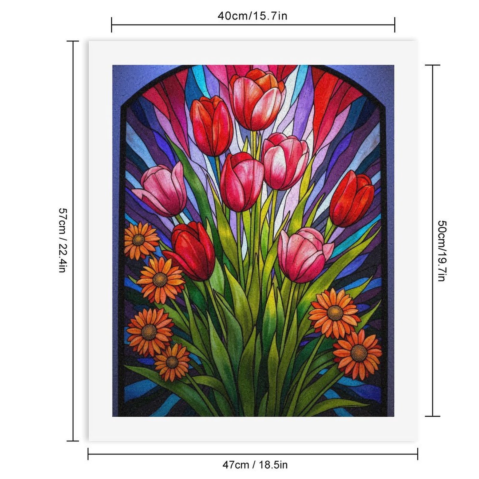 Paint By Numbers Kit for Adults Beginner - DIY Tulip Daisy Stained Glass Art Canvas Painting Kits for Adults, Frameless Paint By Number for Adults for Home Wall Decor 16x20 Inch