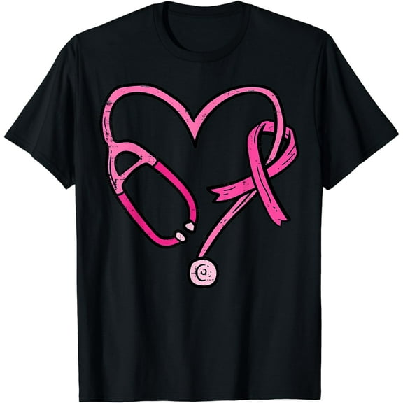 Pink Stethoscope Nurse Medical Breast Cancer Awareness Women T-Shirt