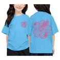 thumbnail image 2 of T-shirts Filles Enfants Imprimé Col Rond Manches Courtes T-Shirt Garçons Filles Bébé Tee Bleu 8 Ans-9 Ans, 2 of 7