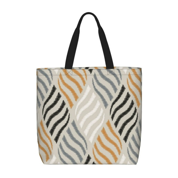 Rateoe Geometric Print Lightweight Tote Bag for Women, Water-Resistant Shoulder Bag with Zipper, Spacious Casual Handbag for Work, School, Shopping