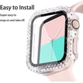 thumbnail image 3 of 2 Pack Diamond Case Tempered Glass Screen Protector Compatible with iWatch 40mm Series 4/5/6/SE, Bling Diamonds Hard PC Bumper Frame Compatible with iWatch 40mm (Clear/Clear), 3 of 5