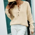 thumbnail image 6 of Hinvhai Plus Size Sweater Tops On Seasonal Clearance Ladies Autumn and Winter Loose Top Solid Color Long Sleeve Sweater Beige 10(XL), 6 of 6