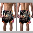 thumbnail image 3 of luoweisi Men's Beach Shorts Quick Dry Swim Trunks with Mesh Lining Abstract Rhinoceros L, 3 of 5