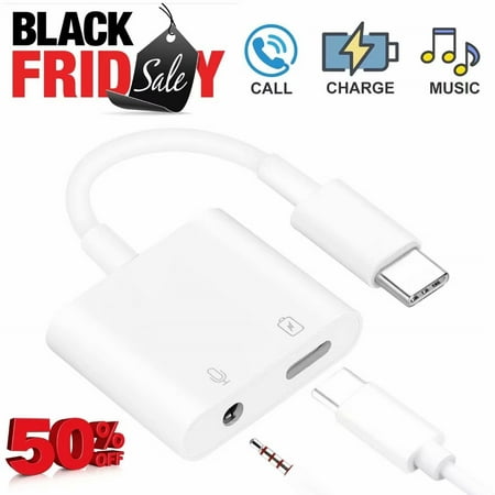 Black Friday / Cyber Monday Deal USB C to 3.5mm Headphone Charge Adapter Compatible for Pixel 2/2XL/3/3XL, iPad Pro 2018, HTC, Essential Phone and