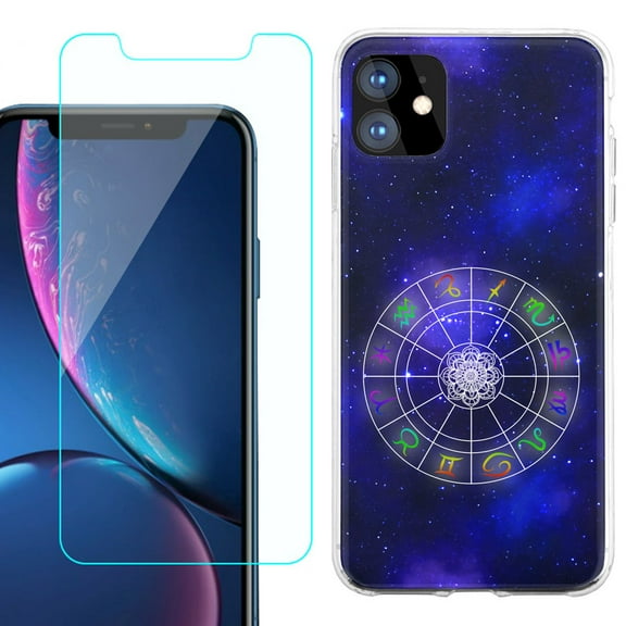 For Apple iPhone 11 Case , Slim-Fit TPU Protective Phone Case with Tempered Glass Screen Protector, by OneToughShield ® - Zodiac / Horoscope