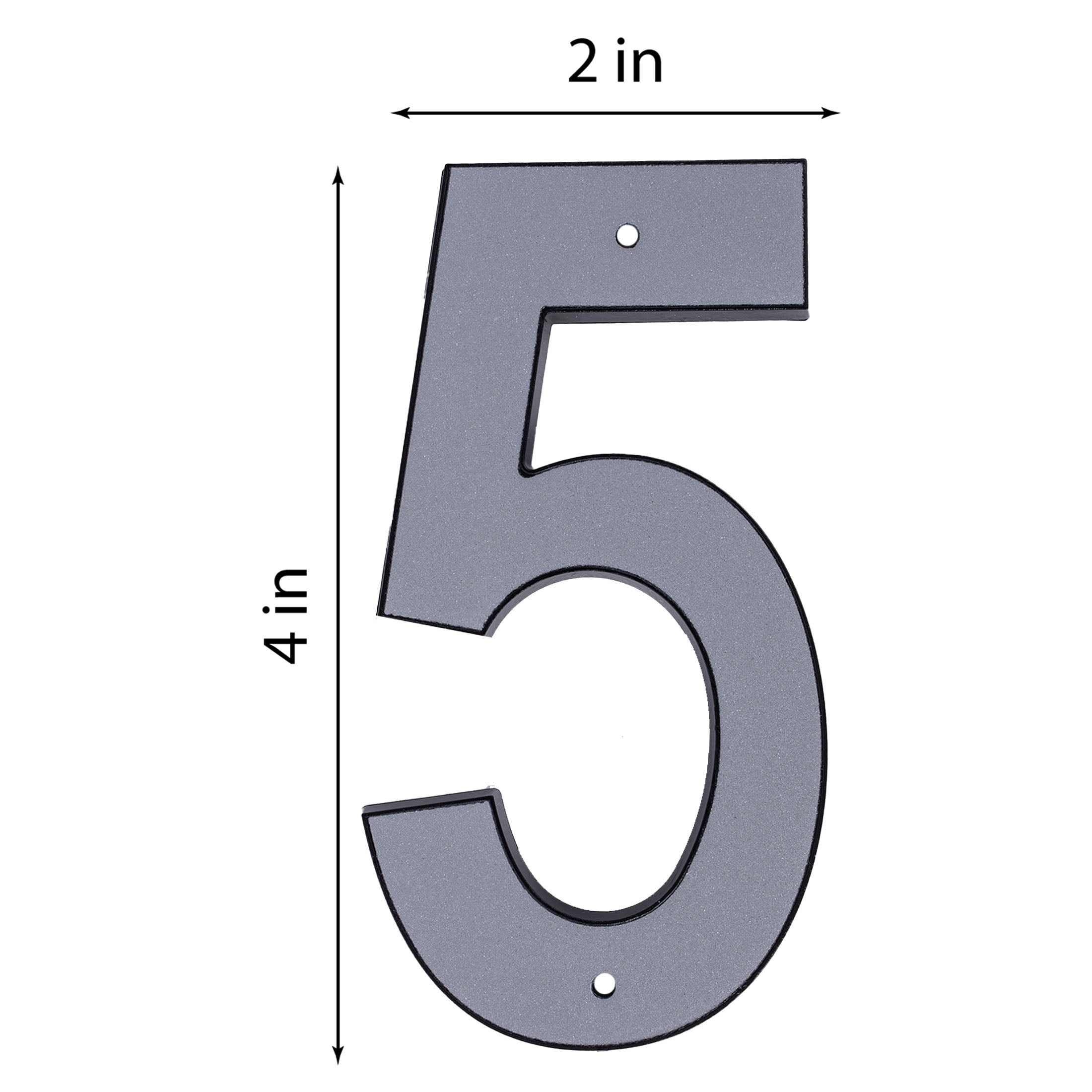 (5 pack) HY-KO 4" Reflective Plastic Modern Number 5