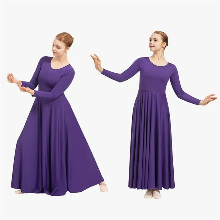 Women's Long Sleeve Praise Dance Dress Loose Fit Full Length Liturgical  Lyrical Dancewear Worship Costume - Walmart.com