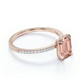 thumbnail image 2 of JeenMata 1.75 Carat Emerald Cut Lab Created Morganite Solitaire Engagement Ring in 18k Rose Gold over Silver, 2 of 6