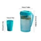 thumbnail image 3 of Cold Water Kettle Set | Plastic Pitcher with Lid Handle | 2200ml Large Capacity | Hot & Cold Beverage Server | 4 Matching Cups | Modern Design | Pink Green Blue | Refrigerator Ready, 3 of 6