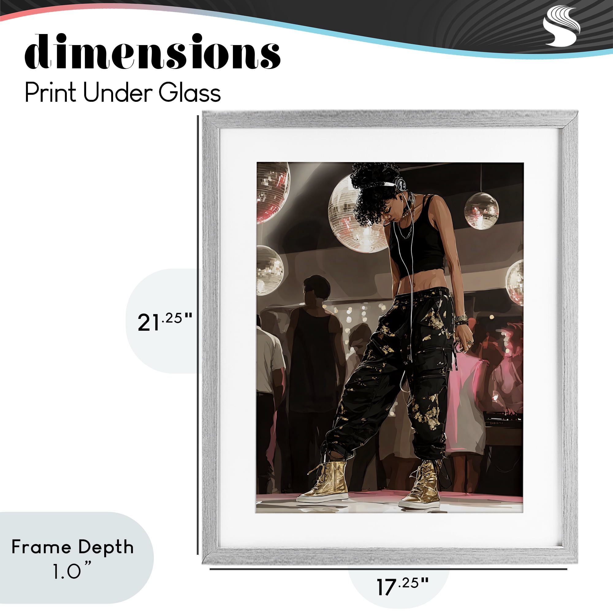 Stupell Industries Silent Disco Lone Dancer Gray Framed Print Under Glass, design by Franklyn Gregory