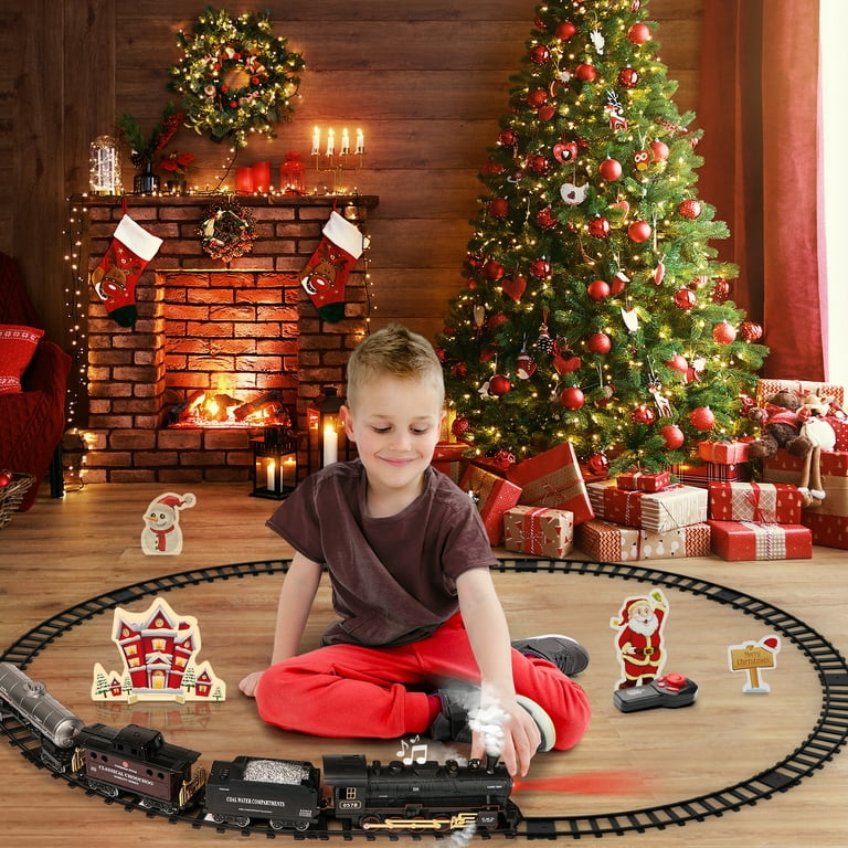  Hot Bee Train Set for Boys - Remote Control Train Toys w/Steam  Locomotive, Cargo Cars & Tracks,Trains w/Realistic Smoke,Sounds &  Lights,Christmas Train Toys for 3 4 5 6 7+ Years Old
