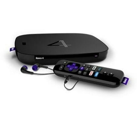 Roku 4 | HD and 4K UHD Streaming Media Player with Enhanced Remote (Voice Search, Lost Remote Finder, and Headphone),Quad-Core Processor,Dual-Band Wi-Fi, Ethernet, and USB Port (Certified