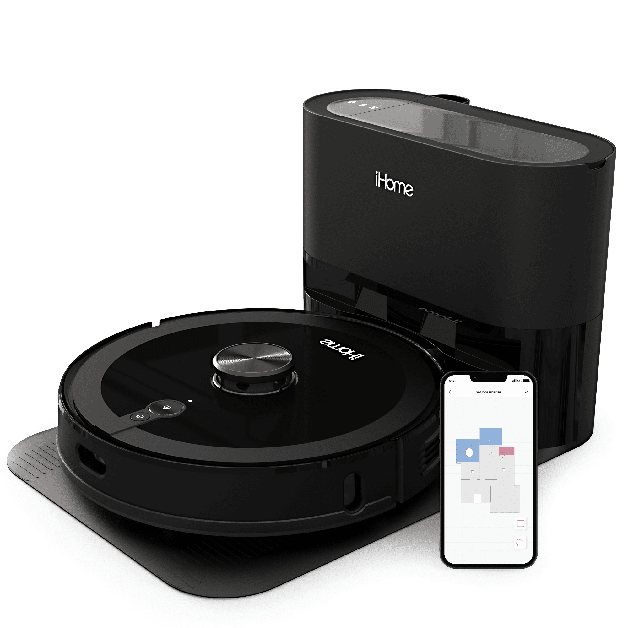 iHome AutoVac Nova Pro 2700pa Strong Suction 3-in-1 Robot Vacuum and Vibrating Mop with LIDAR Navigation and Auto Empty Base