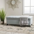 thumbnail image 2 of GDF Studio Heathbrooke Contemporary Tufted Storage Ottoman, Light Sky and Dark Brown, 2 of 5