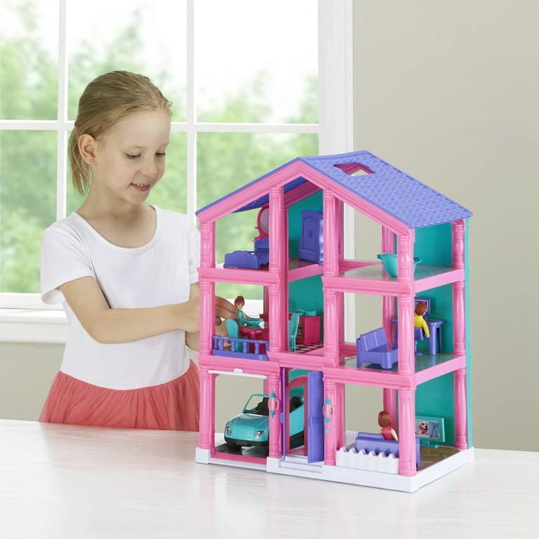 Kid Connection 3-Story Dollhouse Play Set with Working Garage and Elevator,  24 Pieces