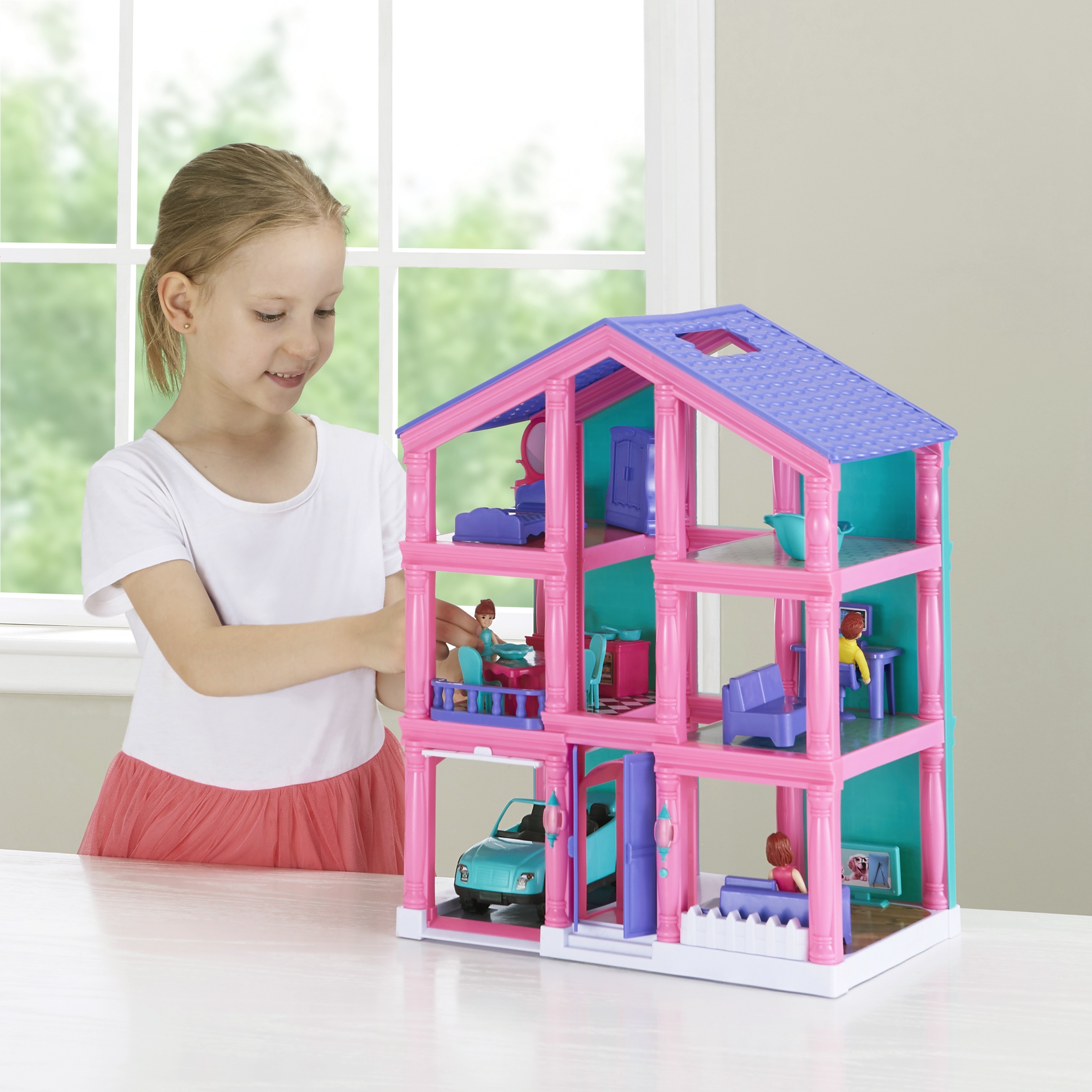 Kid Connection 3-Story Dollhouse Play Set with Working Garage and Elevator, 24 Pieces - image 5 of 6