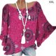 thumbnail image 1 of Qarigey Camiseta de mujer con estampado digital, top suelto, blusa con volantes bohemios Prendas para la parte del cuerpo Rojo XXL Qarigey AP002167-20, 1 of 3