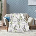 thumbnail image 4 of Watercolor Lavender Flowers Throw Blanket Ultra Soft Warm All Season Decorative Fleece Blankets for Bed Chair Car Sofa Couch Bedroom 50"X40", 4 of 6