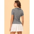 thumbnail image 3 of INSPIRE CHIC Top De Camisa A Cuadros Con Volantes Y Botones De Manga Corta Con Cuello Peter Pan Para Mujer Negro L, 3 of 5