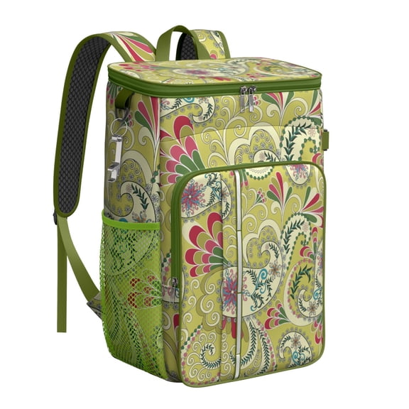 Colorful Geometric Insulated Cooler Backpack - Leakproof 20L Soft Cooler Bag with Padded Straps, Ideal for Hiking, Picnics & Travel