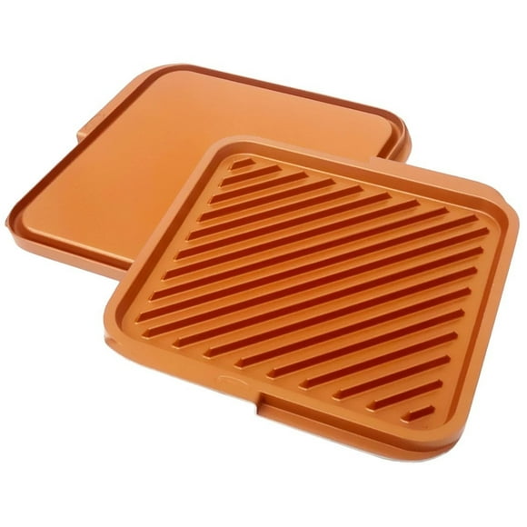 Gotham Steel Poêle à Griller Double Antiadhésive Classique, Marron Réversible avec Revêtement Ti-Cerama, Parfait pour Barbecues et Plus – Vu à la Télé, Grand