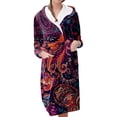 thumbnail image 1 of Women's Fleece Plush Robe Long Warm Plush Bathrobe Loungewear Jacket Printed Comfort Robe, 1 of 5