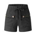 thumbnail image 4 of MEZZALL Women Casual Summer High Waisted Button Flowy Comfy Beach Cotton Linen Shorts With Pockets Comfort Solid Color Daily Bottoms, 4 of 7