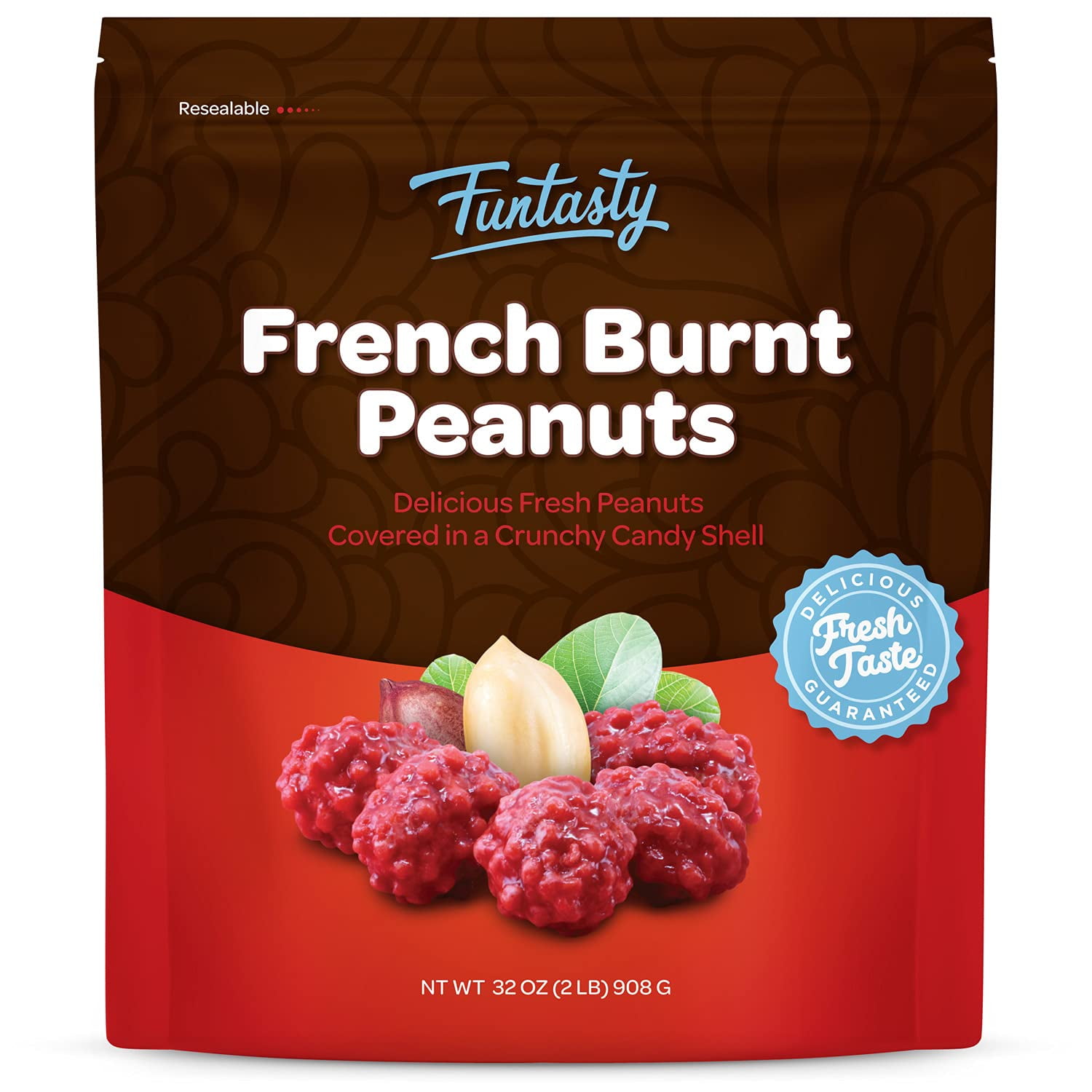 Funtasty French Burnt Peanuts Snack Old School Candy, 2 Pound Pack