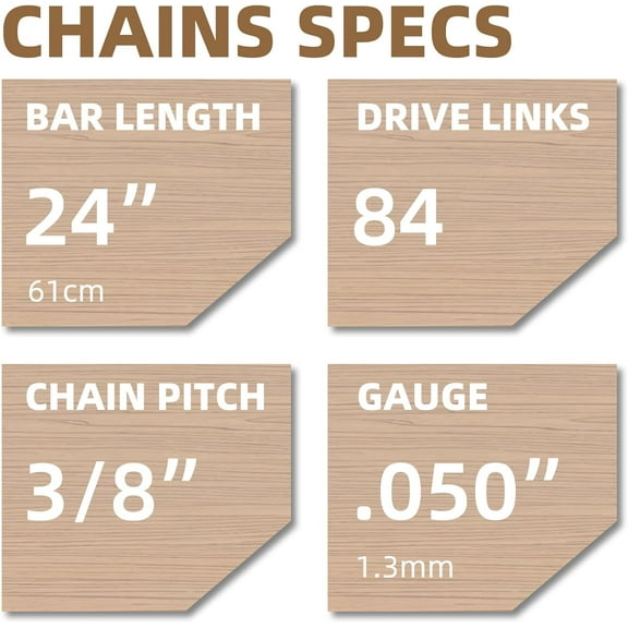 4 Pack 24 Inch Chainsaw Chain .050" Gauge, 3/8" Pitch, 84 Drive Links, 24 Inch Replacement Chains Fit for Husqvarna 460, 460 Rancher, Stihl MS 260, Echo, Poulan, Makita and More