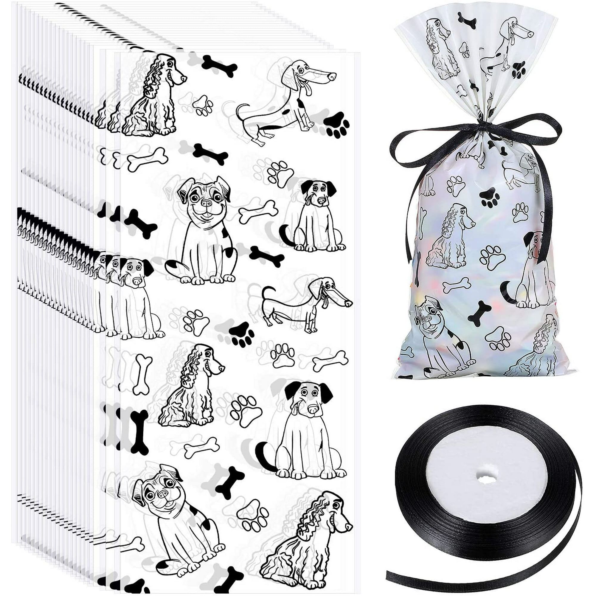 100 Pieces Dog Paw Bone Print Treat Bags Puppy Dogs Cellophane Bags Candy Gift  Bags With 2 Rolls Ribbon Ties For Pet Treat Party Favor (White Dog Paw  Style) | Walmart Canada