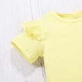thumbnail image 5 of StylesILove Baby Toddler Girls Ruffle Short Sleeve Ribbed Top and Floral Suspender Skirt 2pcs Flower Dress Outfit (Yellow, 18 Months), 5 of 8