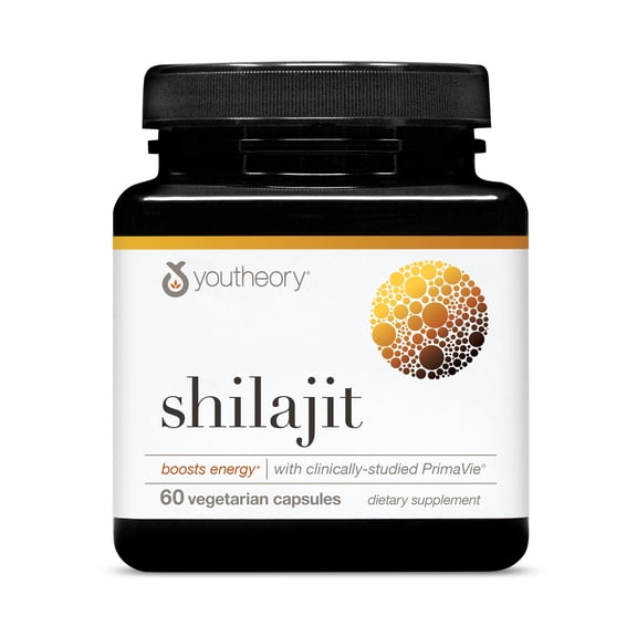Youtheory Shilajit - PrimaVie Himalayan Shilajit Capsules - Supports Energy, Stamina & Endurance* - Gluten Free - 60 Capsules (30-Day Supply)