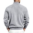 thumbnail image 3 of Rvwovn Men's Faux Suede Bomber Jacket Full Zip Stand Collar Casual Fall Winter Outerwear with Pockets, 3 of 7