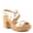 SILVER MULTI, variant on Women's TALHA Leather Buckle Sandals – Italian Craftsmanship, Metallic Double-Strap Design, Faux Cork Heel, 3.25-Inch Height
