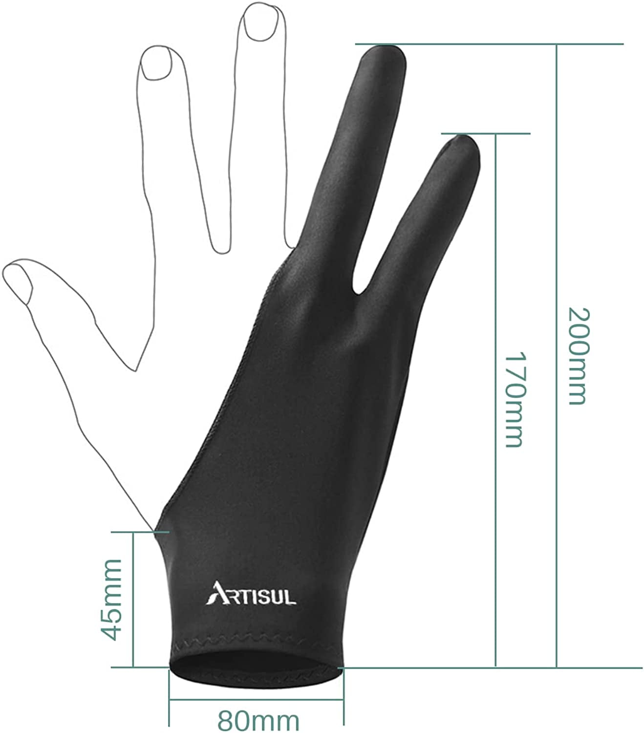 Drawing Glove G05 Artist Glove for Drawing Tablet Digital Art Glove for Right Handed and Left Handed Free size, Women's, Size: One size, Black