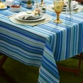 thumbnail image 2 of Indoor/Outdoor Tabletop Collection Multi-use, Machine Washable, Striped, Tablecloth, 60" Round, Blue Ocean, 2 of 6