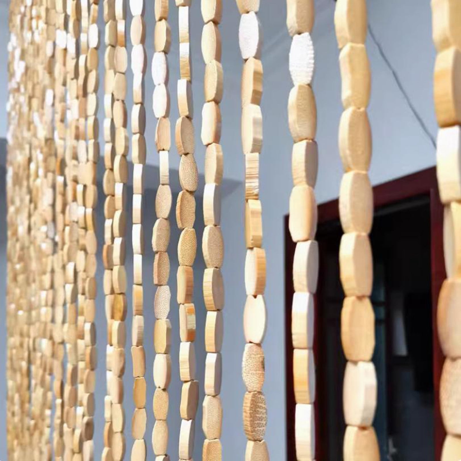 Bamboo beaded curtain door curtain, beaded curtain room divider, door curtain beads hanging panel for bedroom living room closet