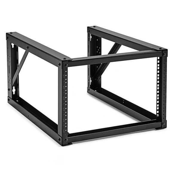 NavePoint 6U Open Frame Wall Mount Server Rack for 19" Networking IT Equipment & A/V Gear,  24.81" Depth, 132 lbs Weight Capacity, 12-24 Threaded