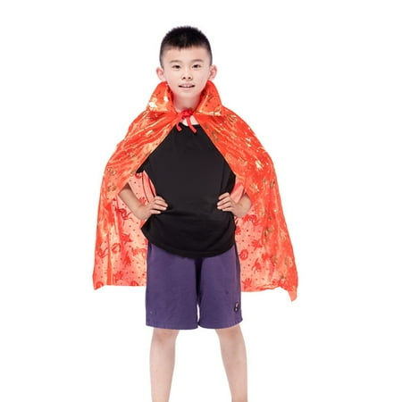 Mercatoo Kids Boys Girls Halloween Costumes Toddler Pumpkin Print Hooded Cloak Cape Cute Soft Shawl Coat Party Cosplay Clothes