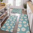 thumbnail image 2 of Teal Daisy Flower Golden Centers Pattern Kitchen Rugs Sets Of 3,Kitchen Runner Rugs Non Skid Washable,Decorative Kitchen Floor Mats for Kitchen,Sink,Laundry,17"x30"+ 17"x47" + 17"x59", 2 of 6