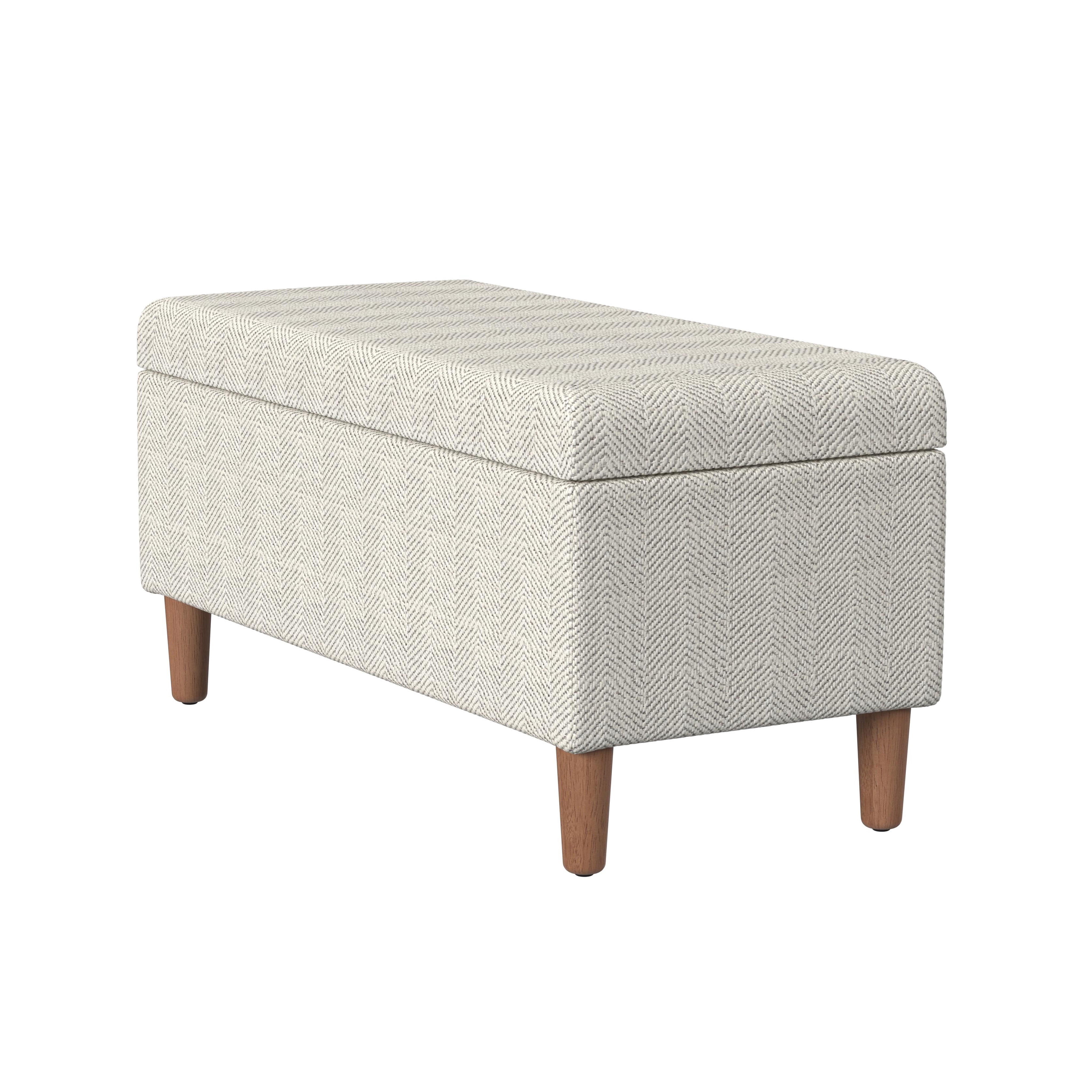 HomePop Malmo Storage Bench, 36"W x 16"D x 17.5"H, Cream Woven Chevron Pattern