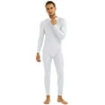 thumbnail image 4 of Aiihoo Men's Mock Neck Long Sleeves Zentai Unitard Skin-Tight Leotard Bodysuit Dancewear White 2X-Large, 4 of 7