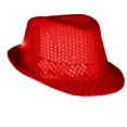 thumbnail image 1 of Sombrero Fedora con luces LED parpadeantes y lentejuelas rojas, 1 of 3