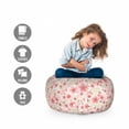 thumbnail image 2 of Cherry Blossom Storage Toy Bag Chair, Random Arrangement of Pastel Colored Blooming Sakura Flower, Stuffed Animal Organizer Washable Bag, Small Size, Dried Rose and Eggshell, by Ambesonne, 2 of 3