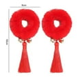 thumbnail image 3 of Sunjoy Tech 1 Pair Girls Hair Bands Chinese Knot/Bells/Ribbon Tassels Fuzzy Stretchy Red Gifts Hair Accessories Chinese New Year Kids Hair Scrunchies for Daily, 3 of 3