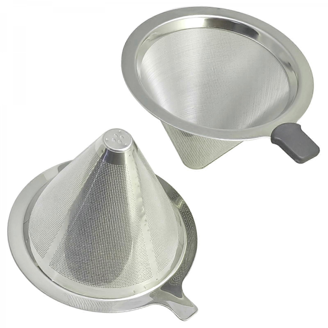 Reusable Stainless Steel Pour Over Coffee Filter Compatible with Drip Fits Most V60/Chemex Brewers