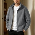 thumbnail image 7 of qafoshin Men's Fleece Jacket Oversized Long Sleeve Stand Collar Coat Casual Solid Color Full Zip Fall Winter Outerwear, 7 of 7