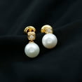 thumbnail image 3 of Rosec Jewels Elegant Freshwater Pearl Drop Earrings with Diamond for Women - 8 mm, 14K Yellow Gold, 3 of 9